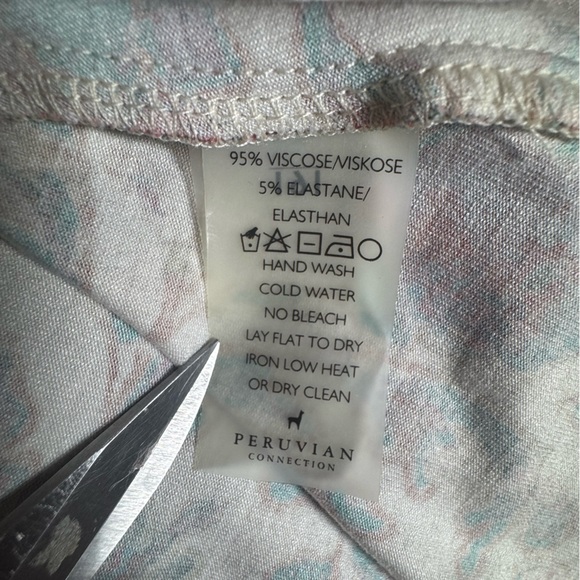 Peruvian Connection Floral “Lucine Jersey Dress” 3/4 Sleeve Pockets Midi Size L - Picture 10 of 11